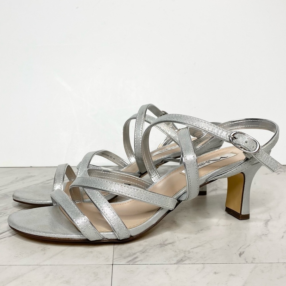 Nina Genaya Sliver Strappy Heeled Sandal 11M